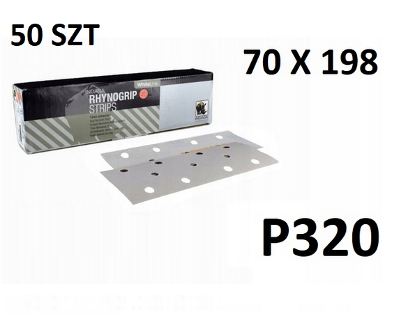 INDASA P320 PAPIER ŚCIERNY RZEP PASEK 70mm x 198mm 11H HEBEL 50SZT