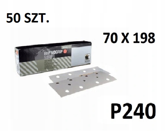 INDASA P240 PAPIER ŚCIERNY RZEP PASEK 70mm x 198mm 11H HEBEL 50SZT