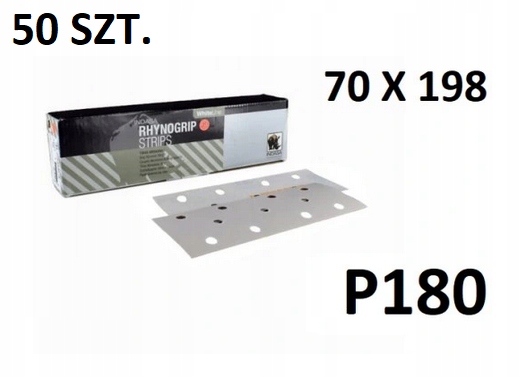 INDASA P180 PAPIER ŚCIERNY RZEP PASEK 70mm x 198mm 11H HEBEL 50SZT